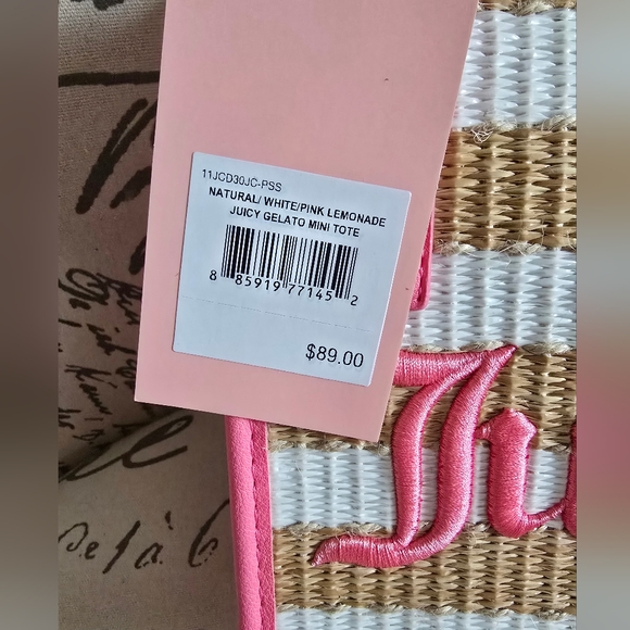 Juicy Couture Stripe Straw Mini Tote NWT - Picture 9 of 14